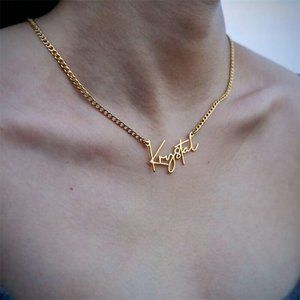 Custom Name Necklaces for Women Personalized Customized Gold Stainless Steel 3mm